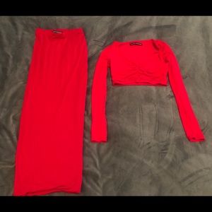 Red Nakedwardrobe stretch 2 piece set